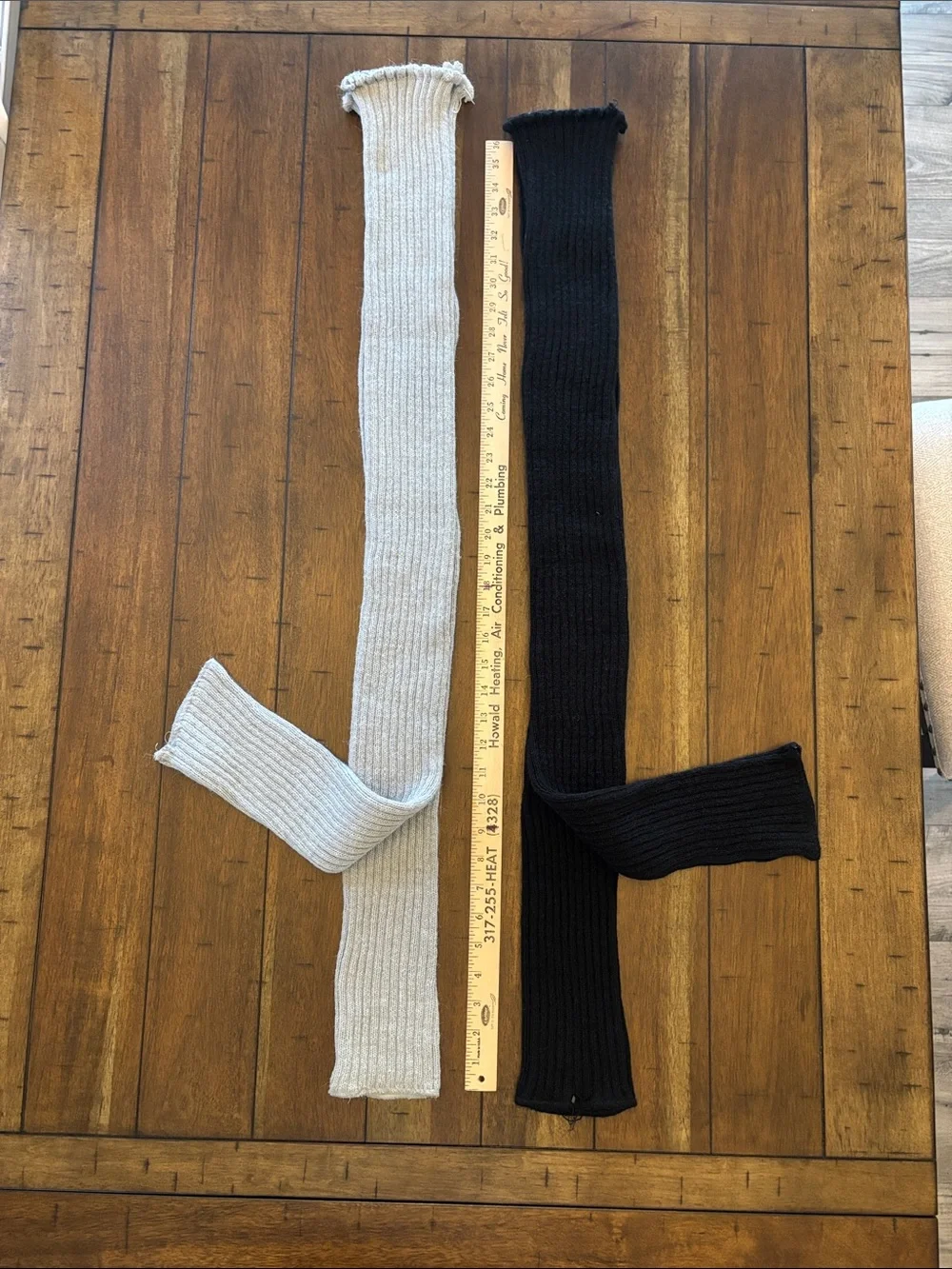 Ribbed Women’s Long Leg Warmers - Black & Light Gray